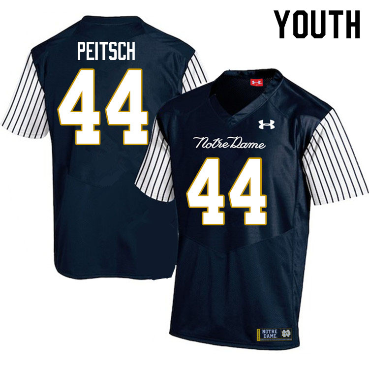 Youth NCAA Notre Dame Fighting Irish #44 Alex Peitsch Stitched College Under Armour Authentic Navy Alternate Football Jersey SX10E47GX